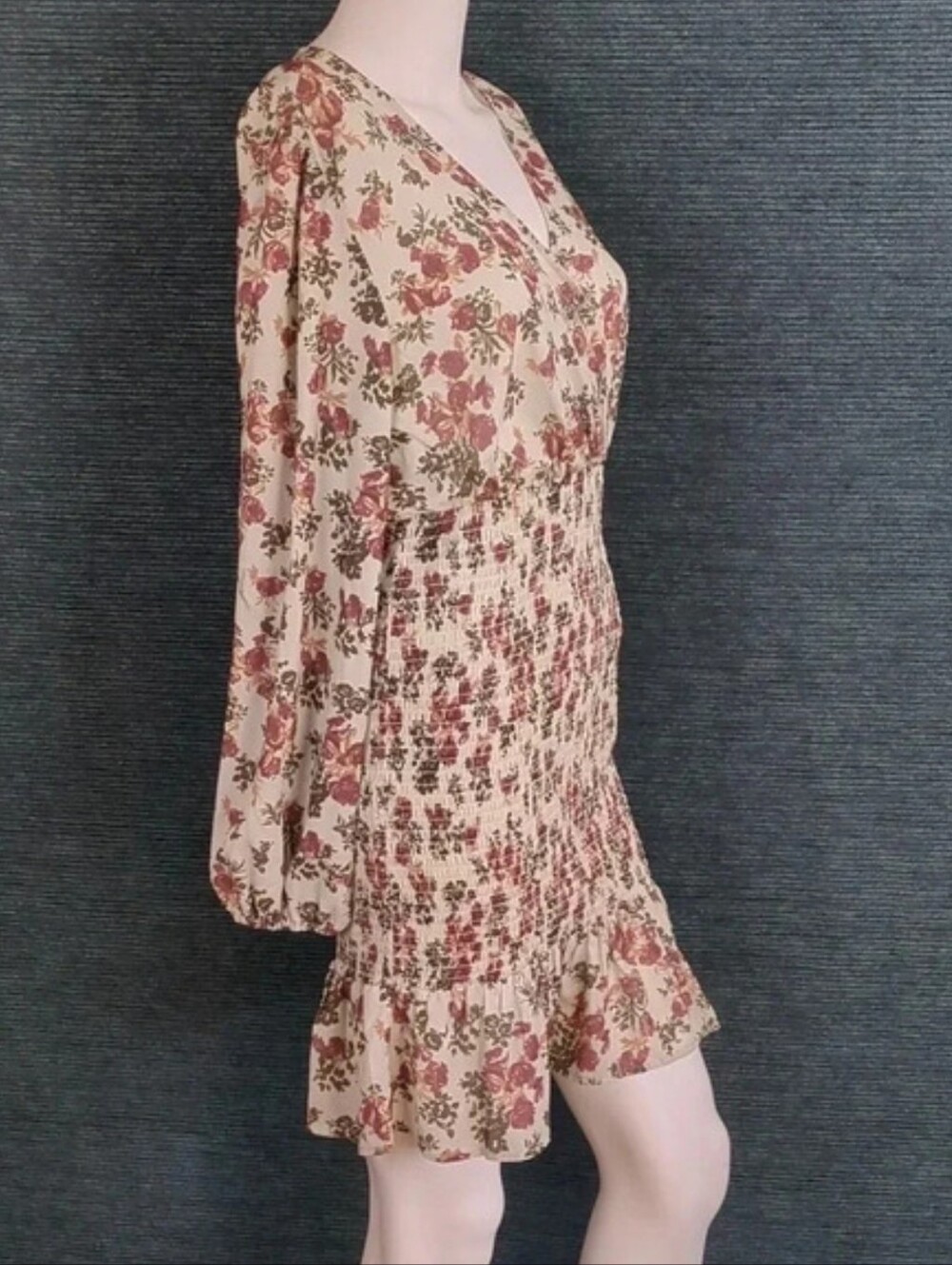Cupshe Smocked Ruffle Dress, Long Sleeve NWT